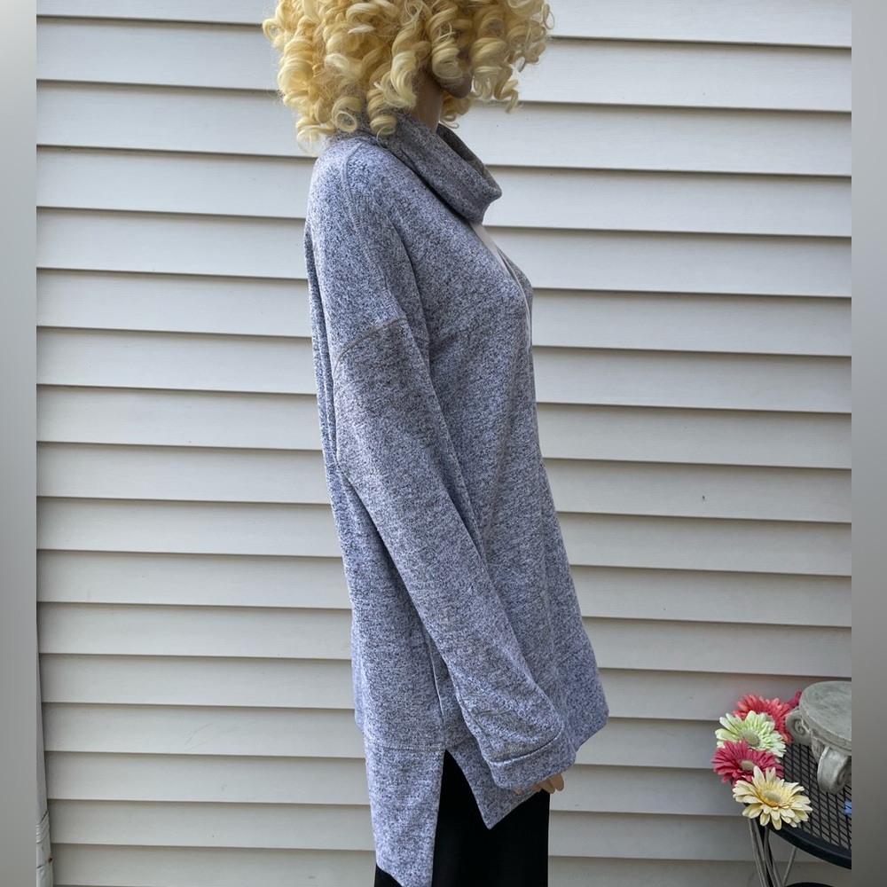 Old Navy Gray Large Funnel-Neck Sweater Long Sleeves Oversized Extra Long Large - Picture 14 of 15